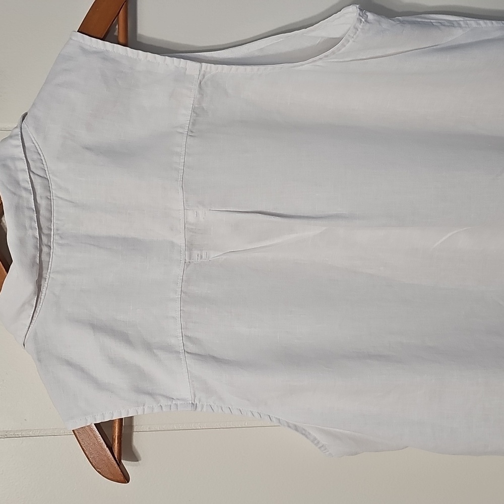 Tommy Bahama White 100% Linen Button Up Shift Dress Womens L Tropical Floral EUC - Picture 7 of 12